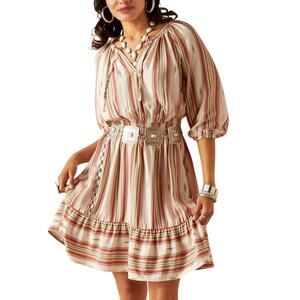 Ariat Lovell Western Smocked Mini Dress Small Rodeo Festival Country Cowgirl